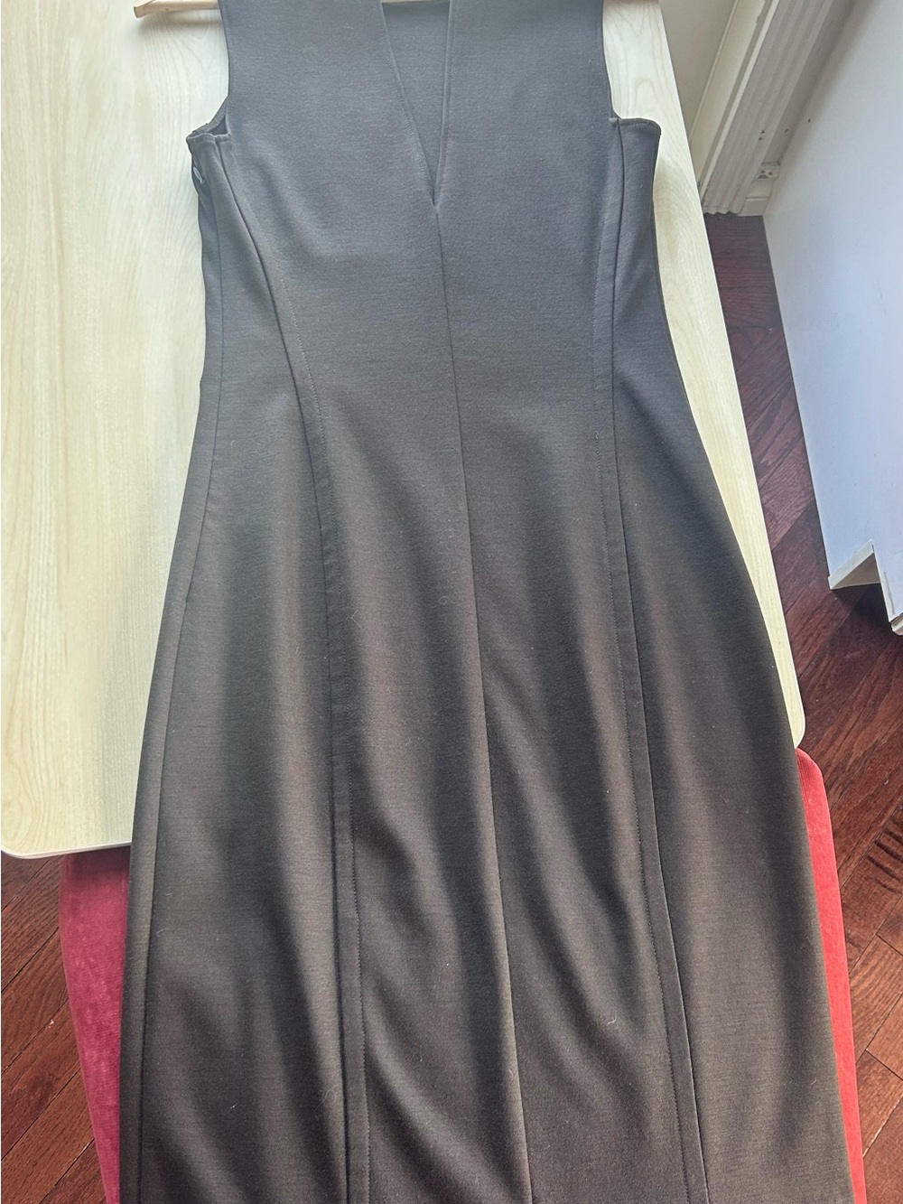 Theory Chocolate Brown Virgin Wool Blend Sleeveless Sheath Dress Size 4 - Picture 8 of 9